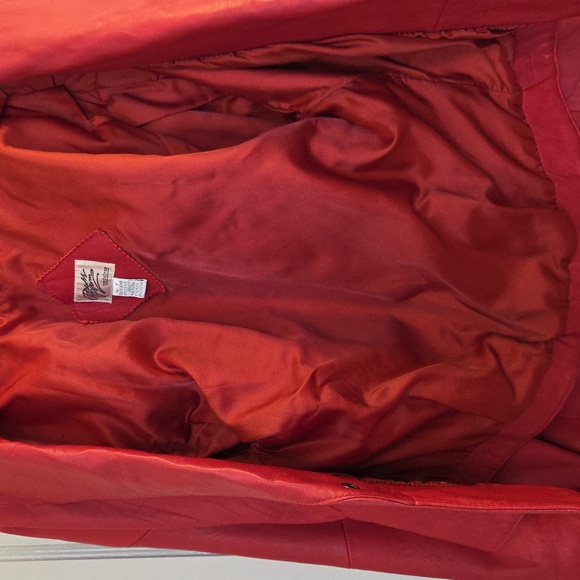 Brass Plum Nordstom Red Leather Jacket And Skirt Size P - Picture 6 of 16
